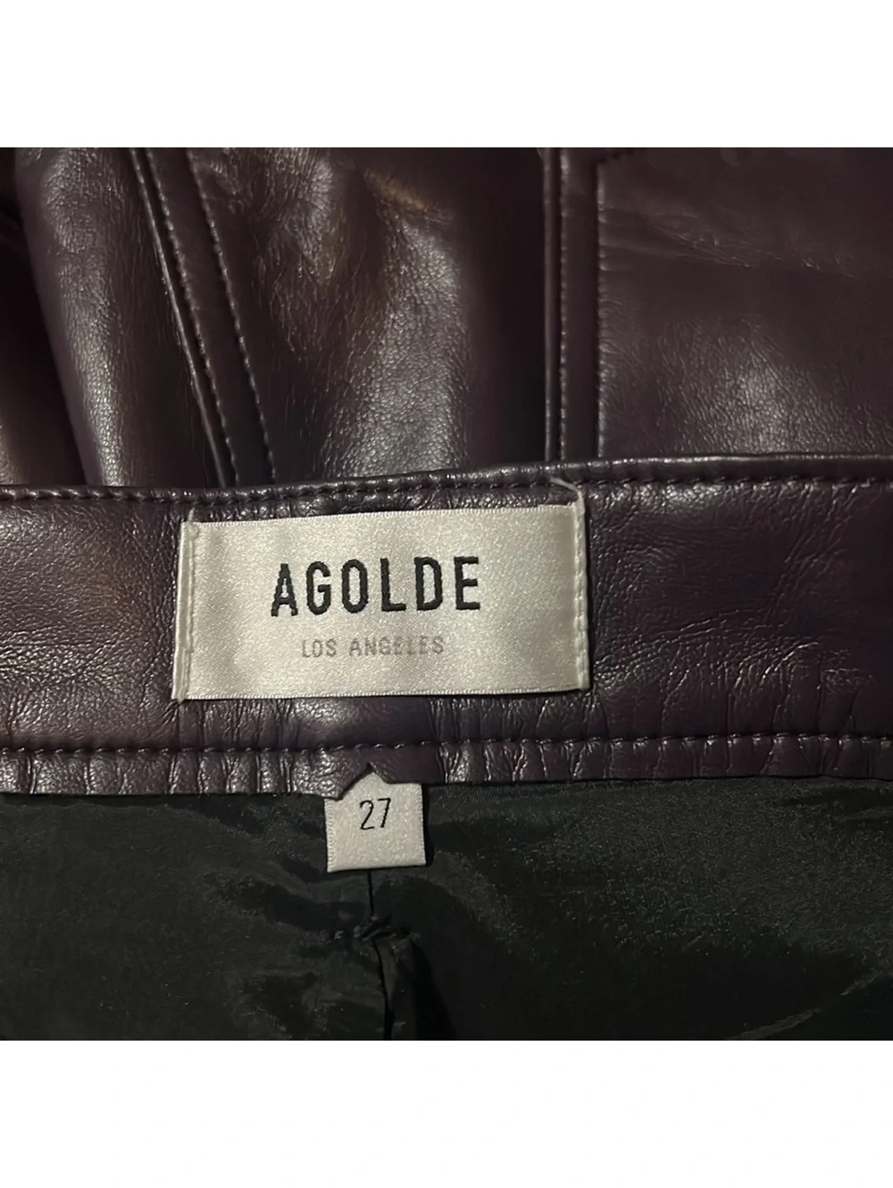 Agolde 90s Pinch Waist High Rise Straight Recycled Leather Jeans, NWT, Size 27_11